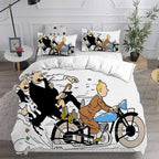 The Adventures of Tintin Cosplay Bedding Set Duvet Cover Pillowcases Halloween Home Decor