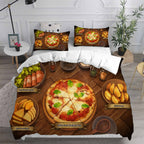 Pizza Cosplay Bedding Set Duvet Cover Pillowcases Halloween Home Decor
