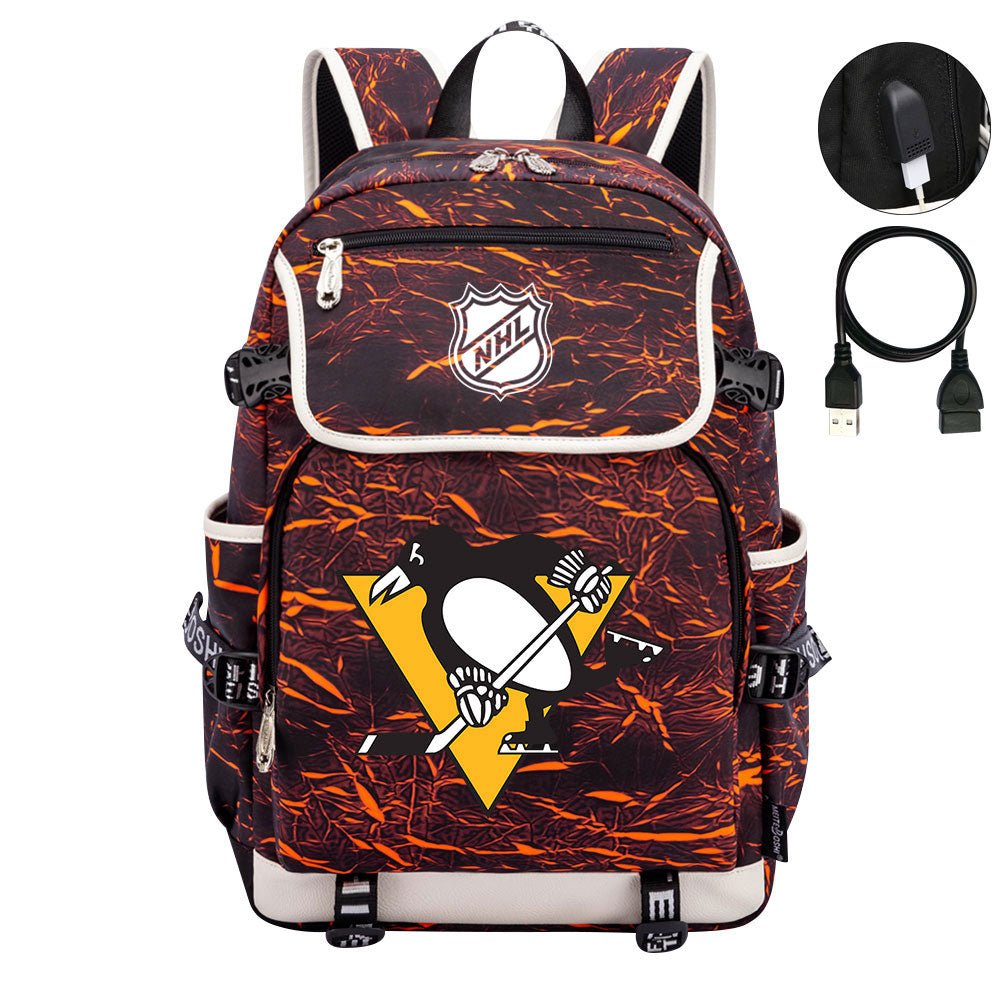 Pittsburgh Penguins Hockey League Backpack School Notebook Travel Bag