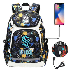 Seattle Kraken Hockey League Backpack School Notebook Travel Bags With USB