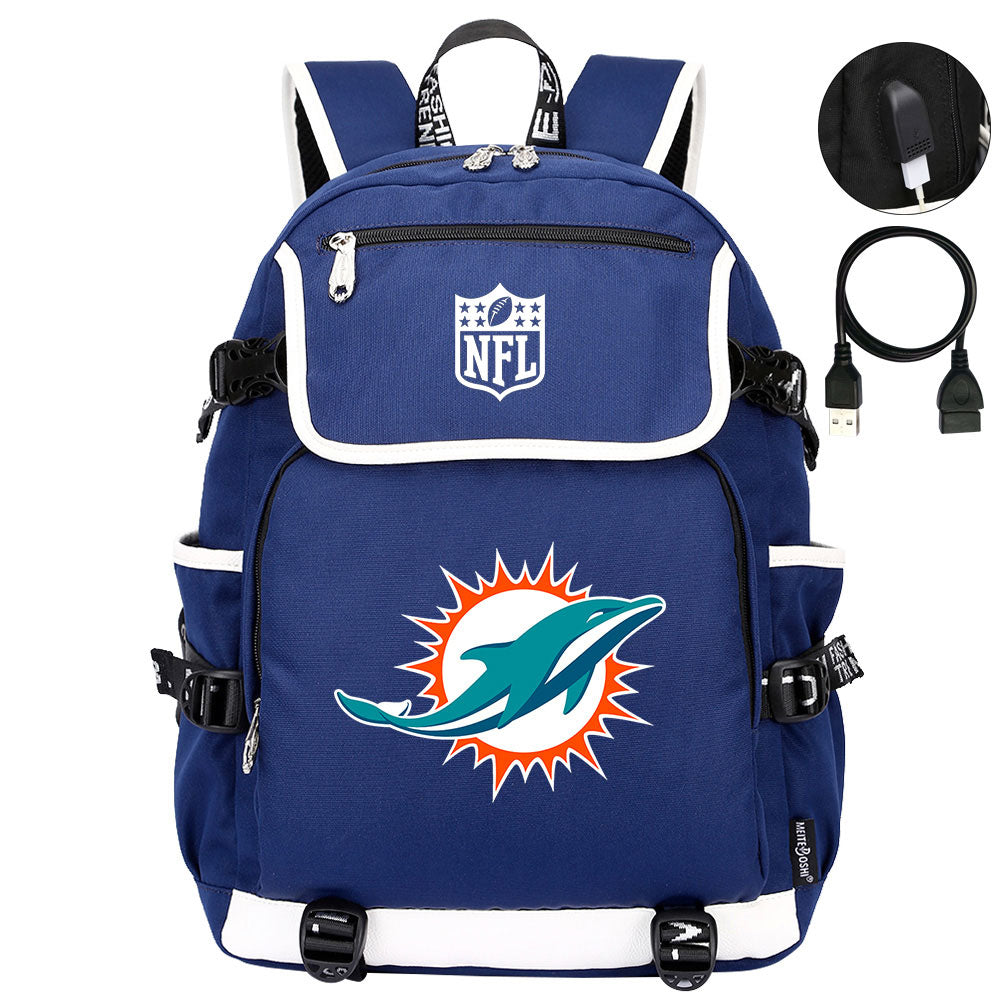 Miami Dolphins Football Rugby Backpack School Notebook Travel Bags