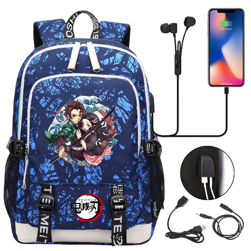 Demon Slayer Kimetsu No Yaiba USB Charging Backpack School Note Book Laptop Travel Bags