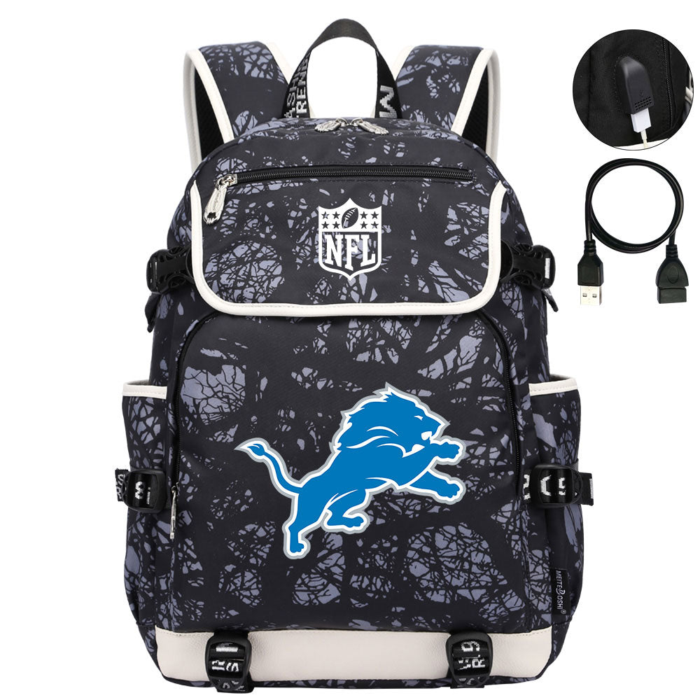 Detroit Lions Football Team Rugby Backpack School Notebook Travel Bag