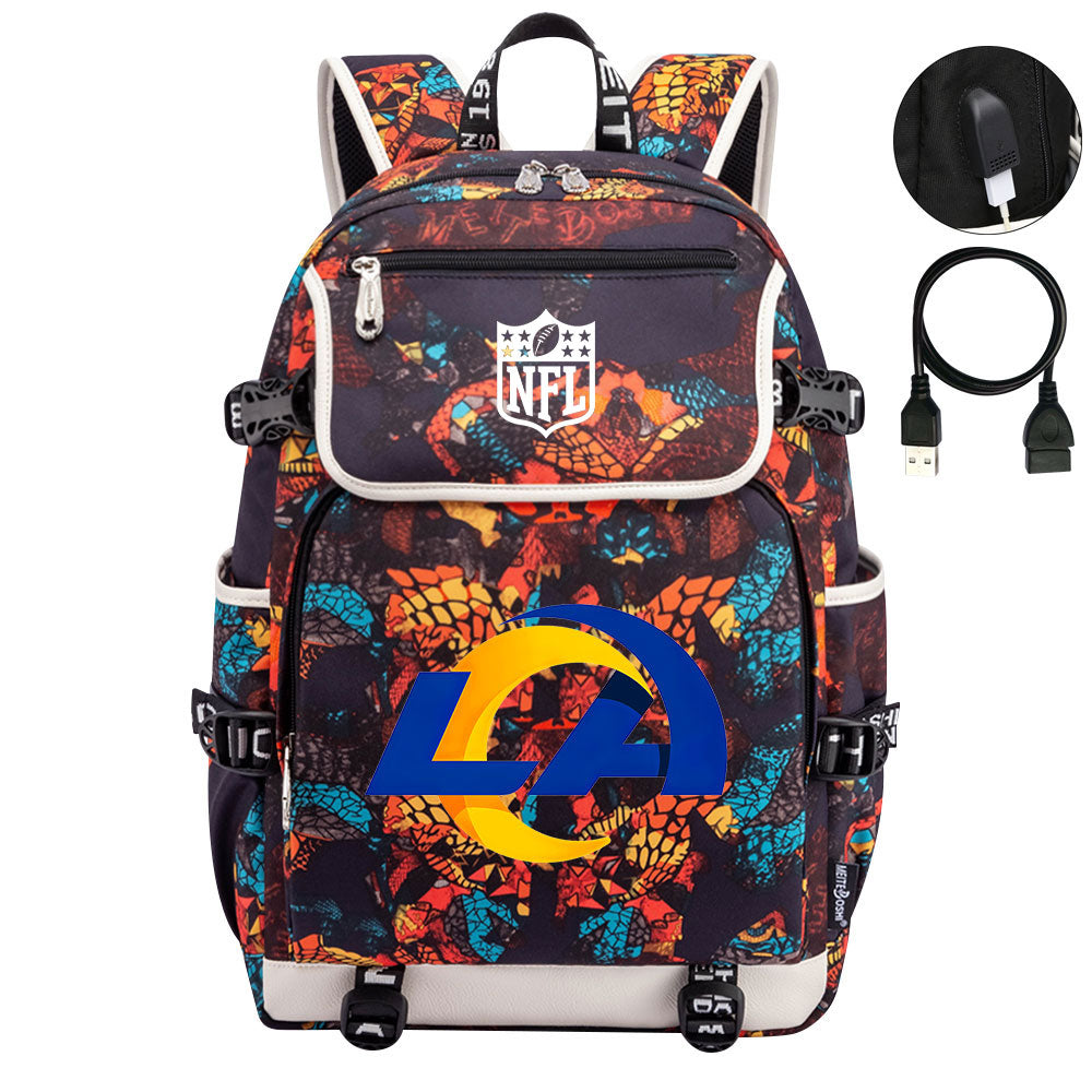 Los Angeles Rams Football Rugby Backpack School Notebook Travel Bags