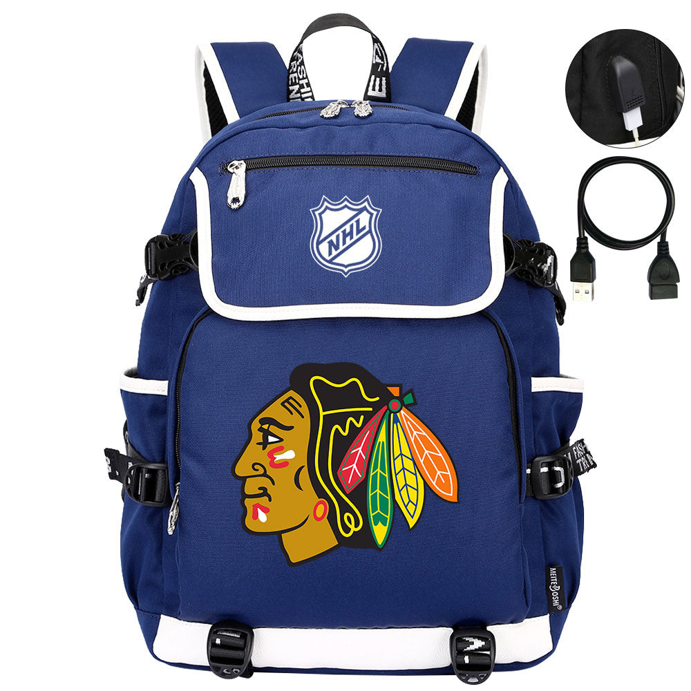 Chicago Blackhawks Hockey League Backpack School Notebook Travel Bag