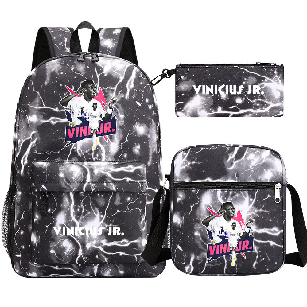 Vinicius Junior Football Player School Backpack Shoulder Bag Pencil Bags 3pcs Set