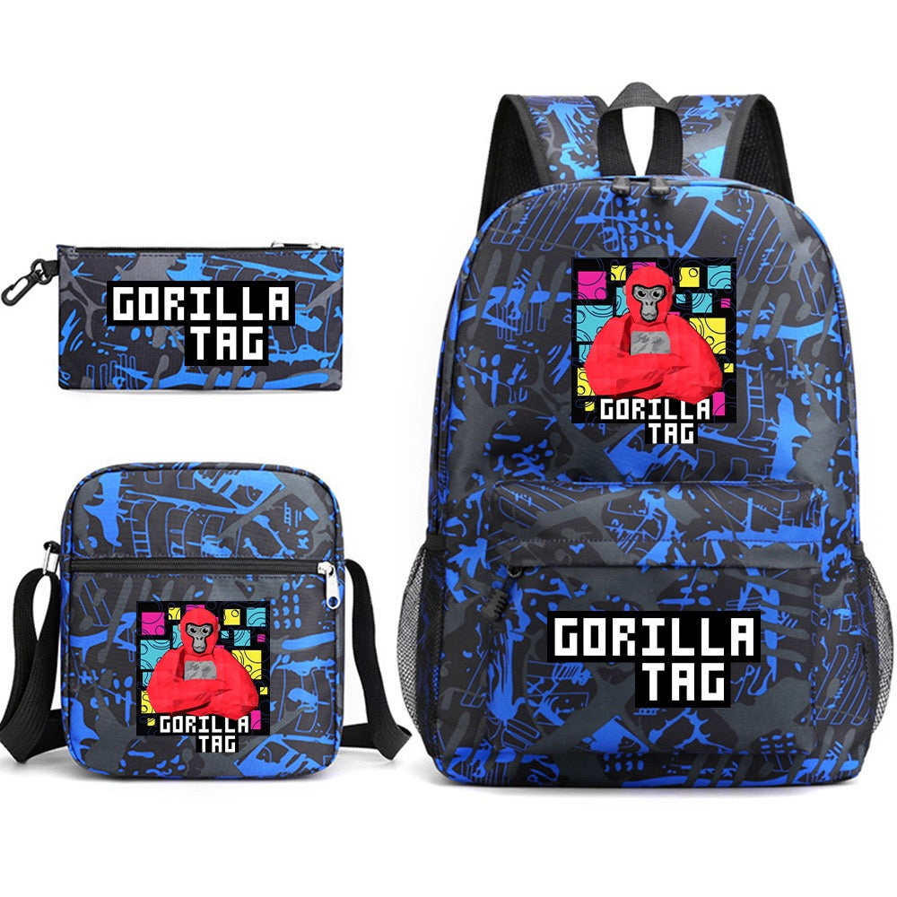Gorilla Tag School Backpack Shoulder Bag Pencil Bags 3pcs Set