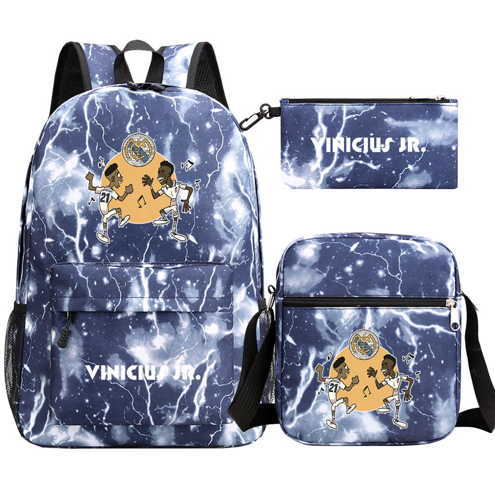 Vinicius Junior Football Player School Backpack Shoulder Bag Pencil Bags 3pcs Set