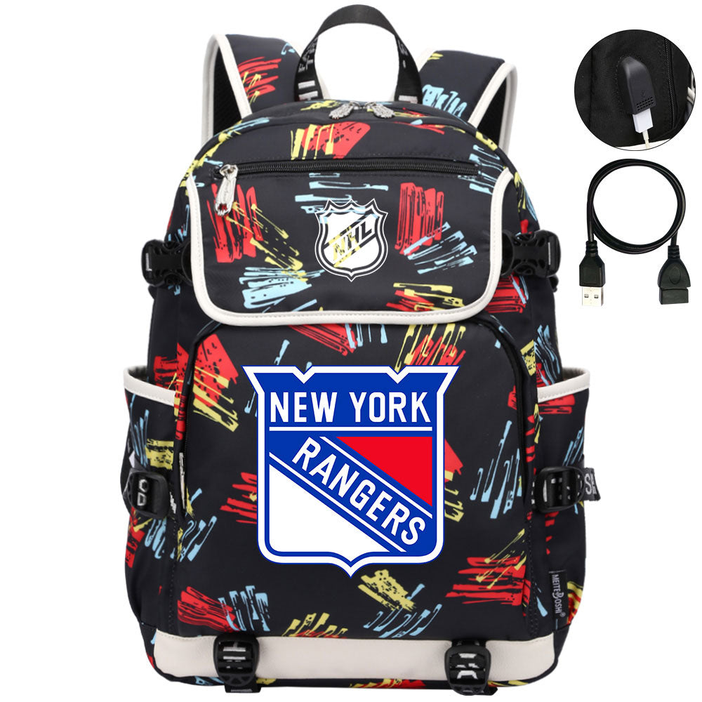 New York Rangers Hockey League Backpack School Notebook Travel Bag