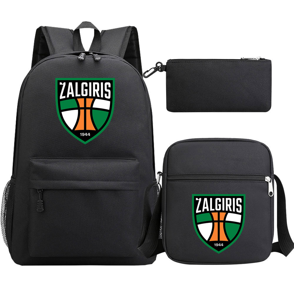 Zalgiris Basketball School Backpack Shoulder Bag Pencil Bags 3pcs Set