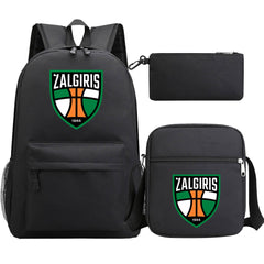 Zalgiris Basketball School Backpack Shoulder Bag Pencil Bags 3pcs Set