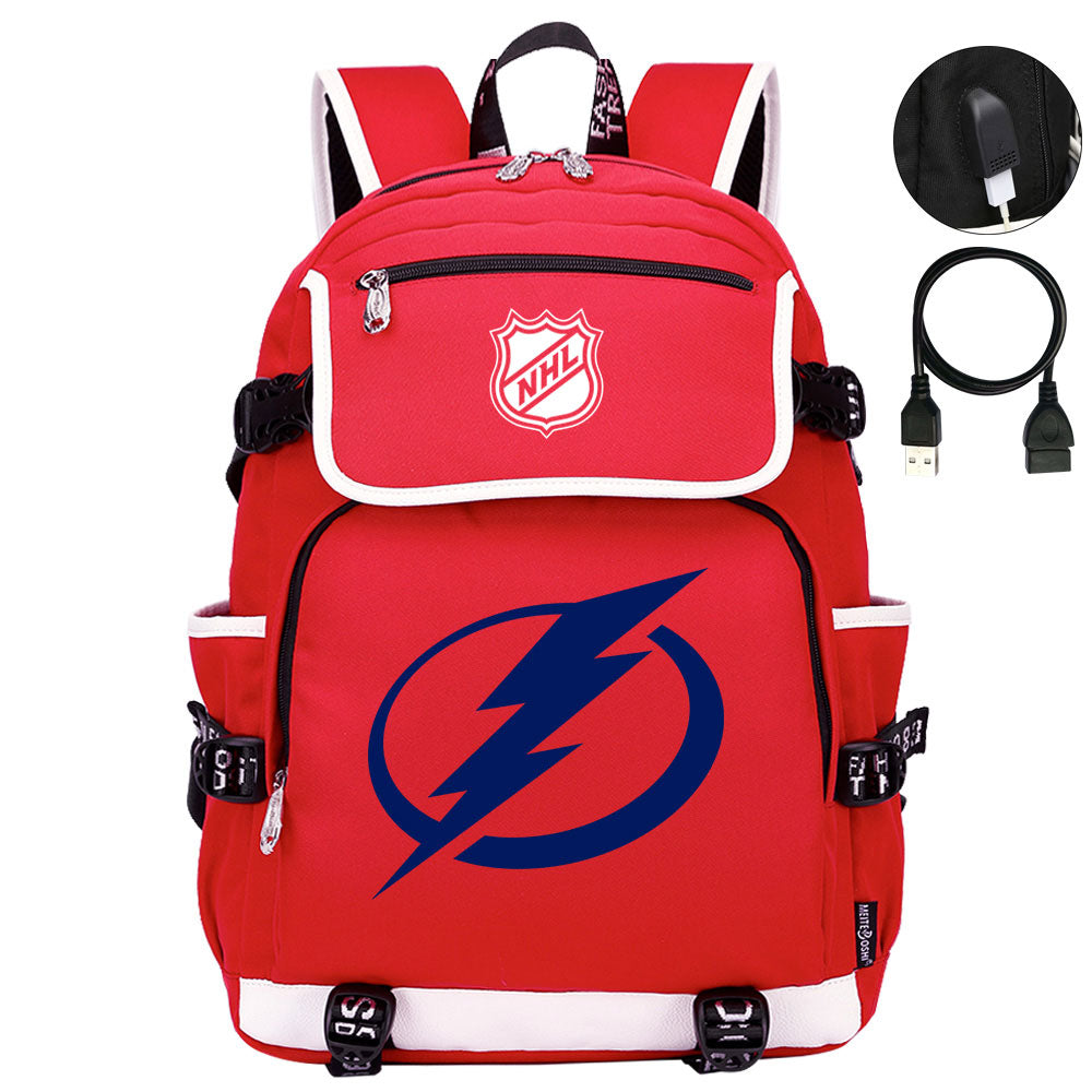 Tampa Bay Lightning Hockey League Backpack School Notebook Travel Bag