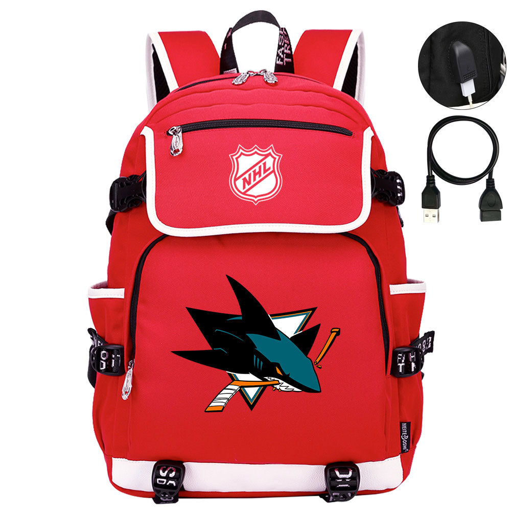 San Jose Sharks Hockey League Backpack School Notebook Travel Bag