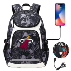 Miami Heat Backpack School Notebook Travel Bags With USB