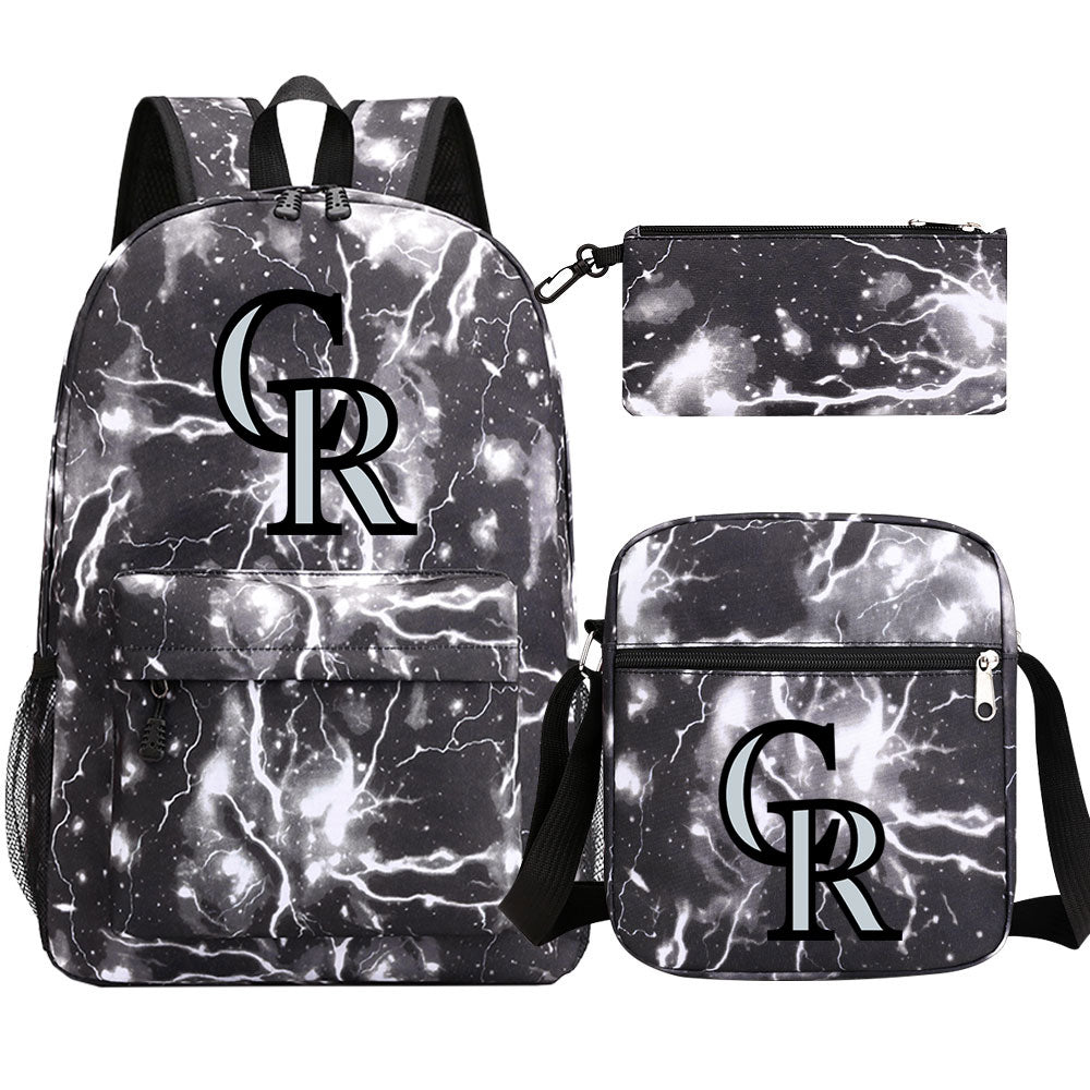 Colorado Rockies Baseball School Backpack Shoulder Bag Pencil Bags 3pcs Set