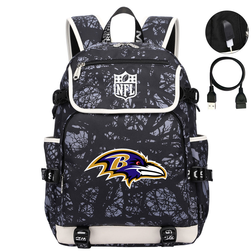 Baltimore Ravens Football Team Rugby Backpack School Notebook Travel Bag