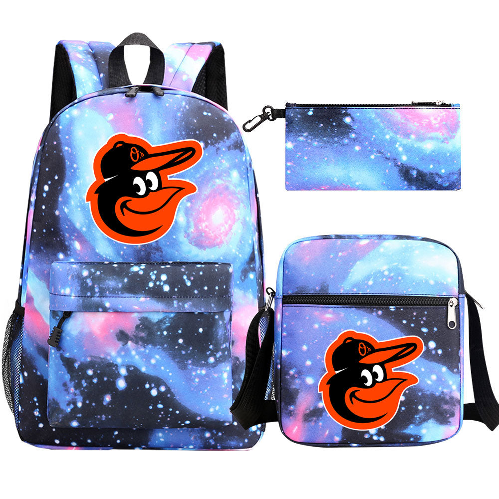 Baltimore Orioles Baseball School Backpack Shoulder Bag Pencil Bags 3pcs Set