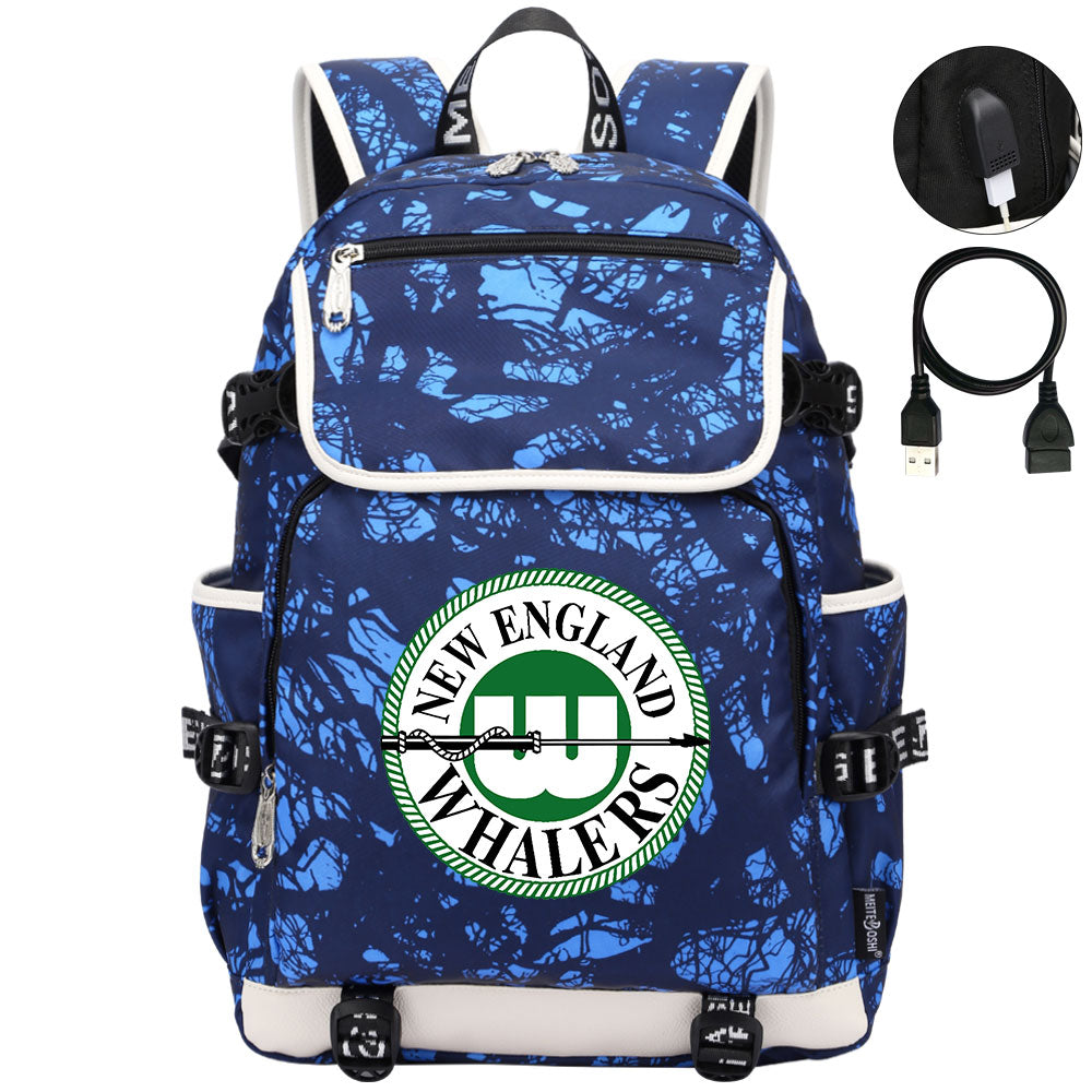 New England Whalers Hockey League Backpack School Notebook Travel Bag