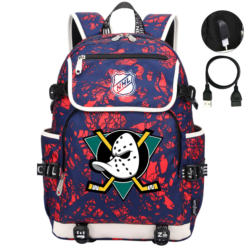 Anaheim Ducks Hockey Team Backpack School Notebook Travel Bags