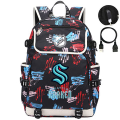 Seattle Kraken Hockey League Backpack School Notebook Travel Bags