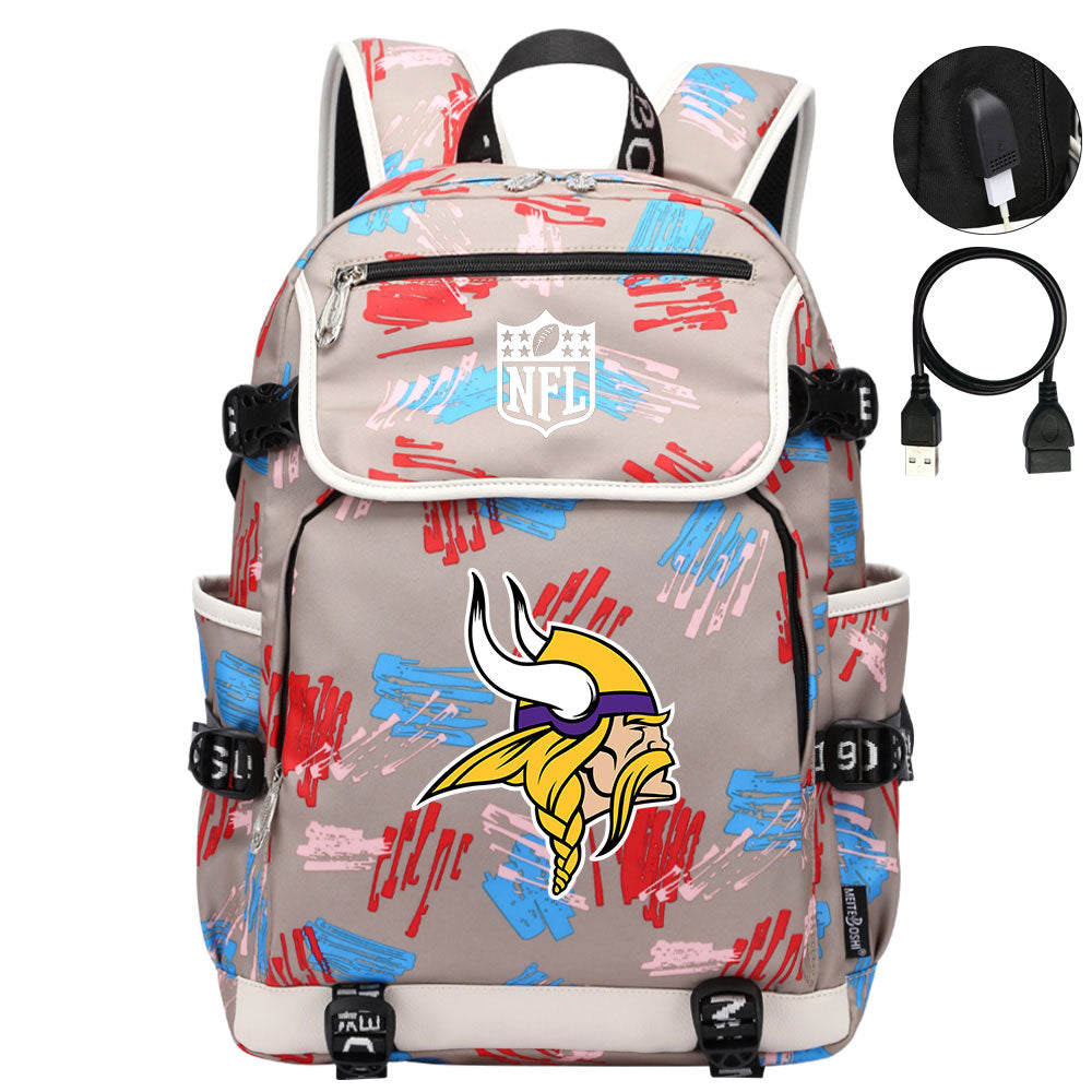Minnesota Vikings Football Rugby Backpack School Notebook Travel Bags