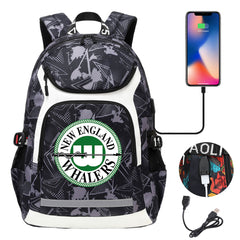 New England Whalers Backpack School Notebook Travel Bags With USB
