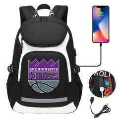 Sacramento Kings Backpack School Notebook Travel Bags With USB