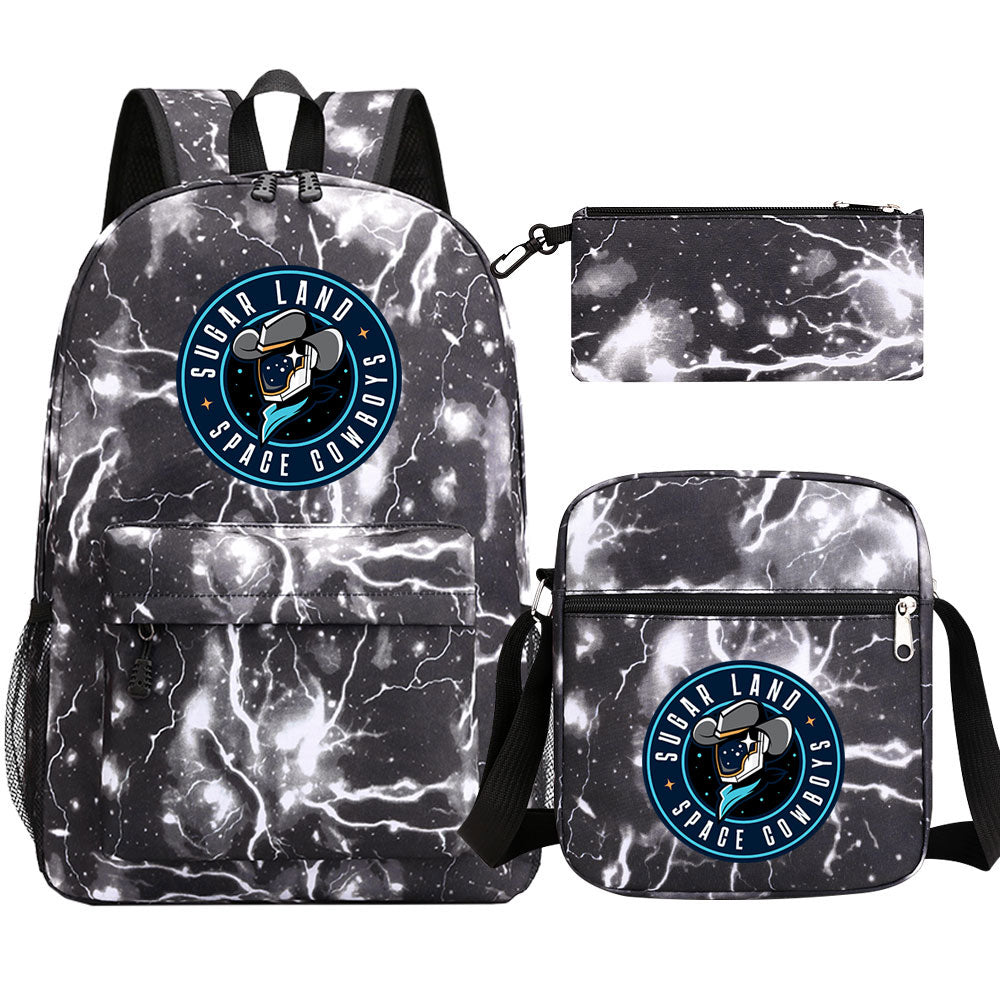 Sugar Land Space Cowboys Baseball School Backpack Shoulder Bag Pencil Bags 3pcs Set