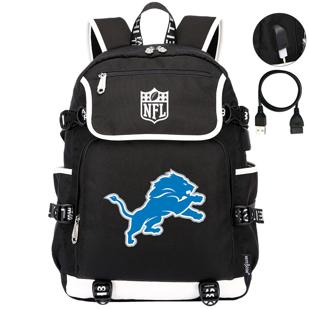 Detroit Lions Football Team Rugby Backpack School Notebook Travel Bag