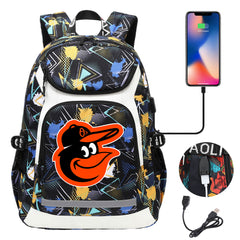Baltimore Orioles Backpack School Notebook Travel Bags With USB