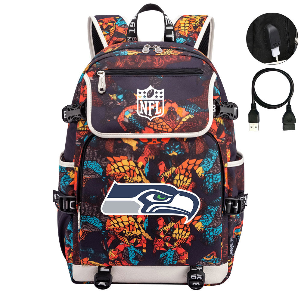 Seattle Seahawks Football Rugby Backpack School Notebook Travel Bags