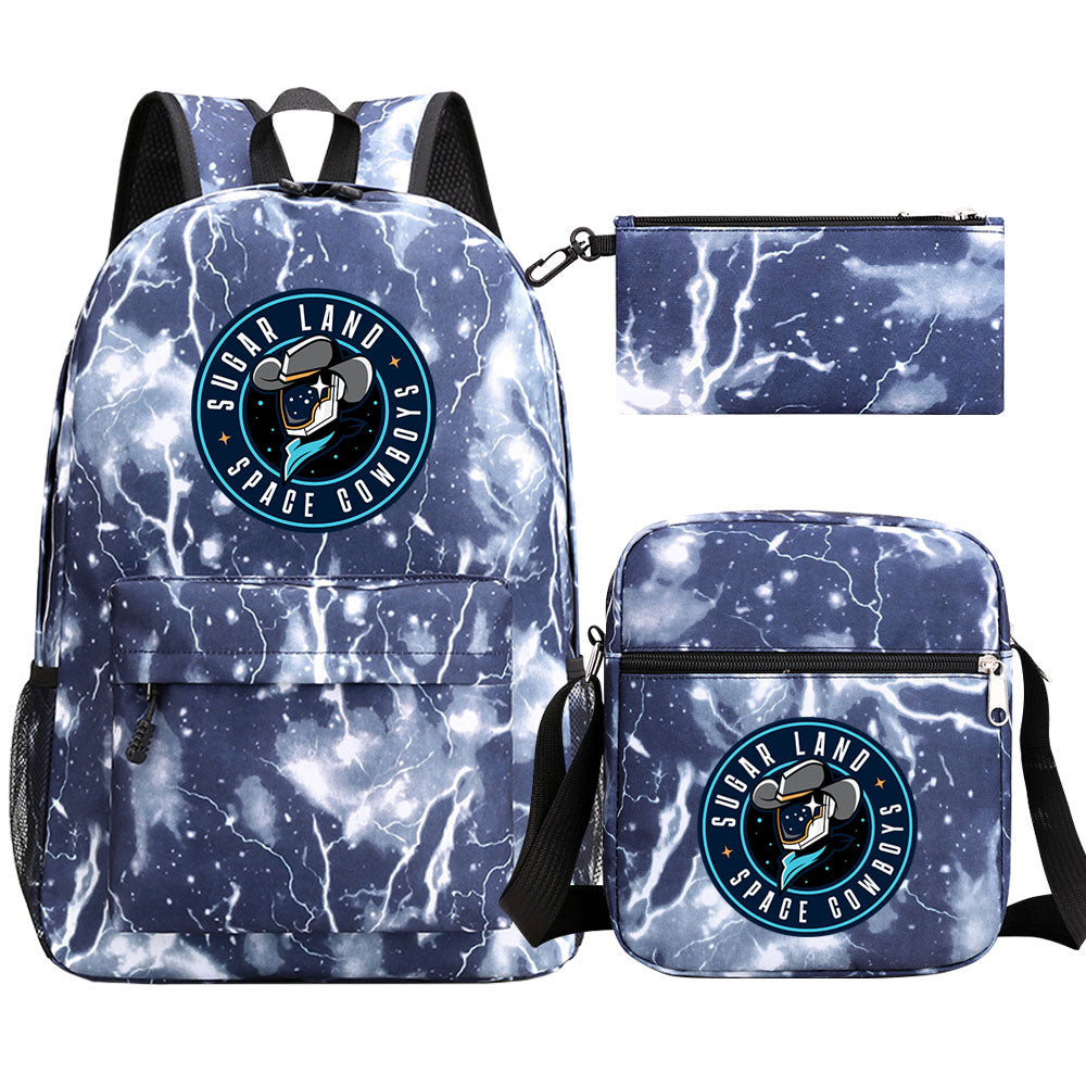 Sugar Land Space Cowboys Baseball School Backpack Shoulder Bag Pencil Bags 3pcs Set