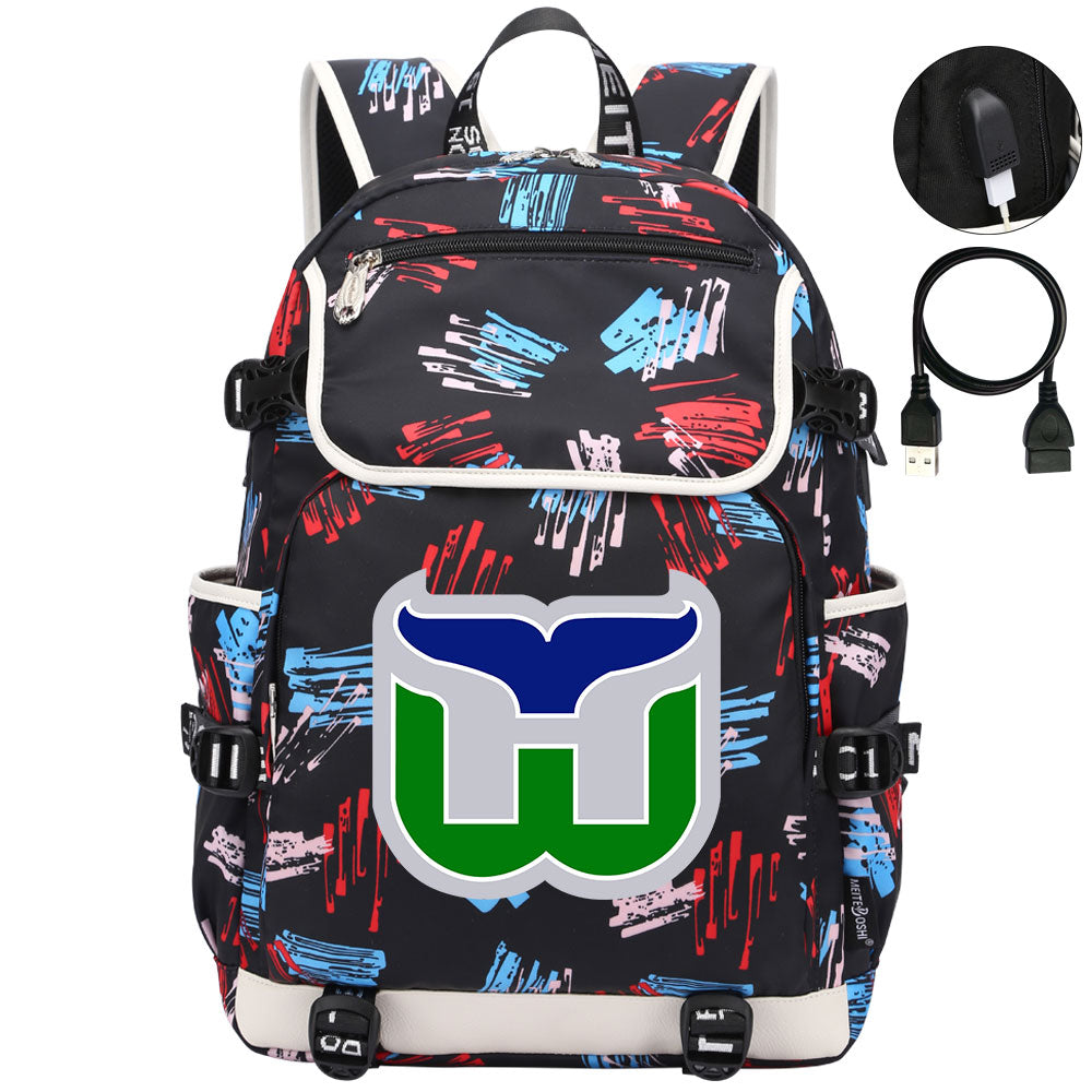 Hartford Whalers Hockey League Backpack School Notebook Travel Bag