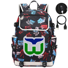 Hartford Whalers Hockey League Backpack School Notebook Travel Bag