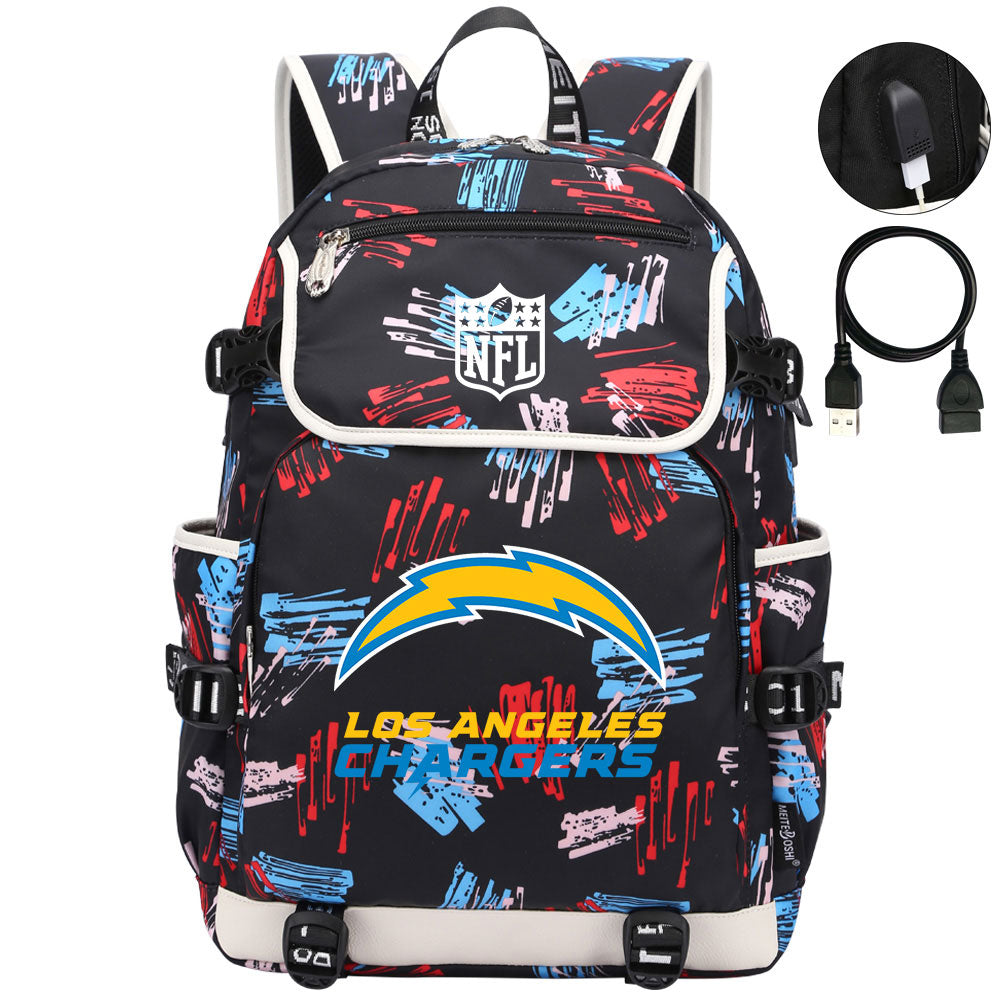 Los Angeles Chargers Football Rugby Backpack School Notebook Travel Bags