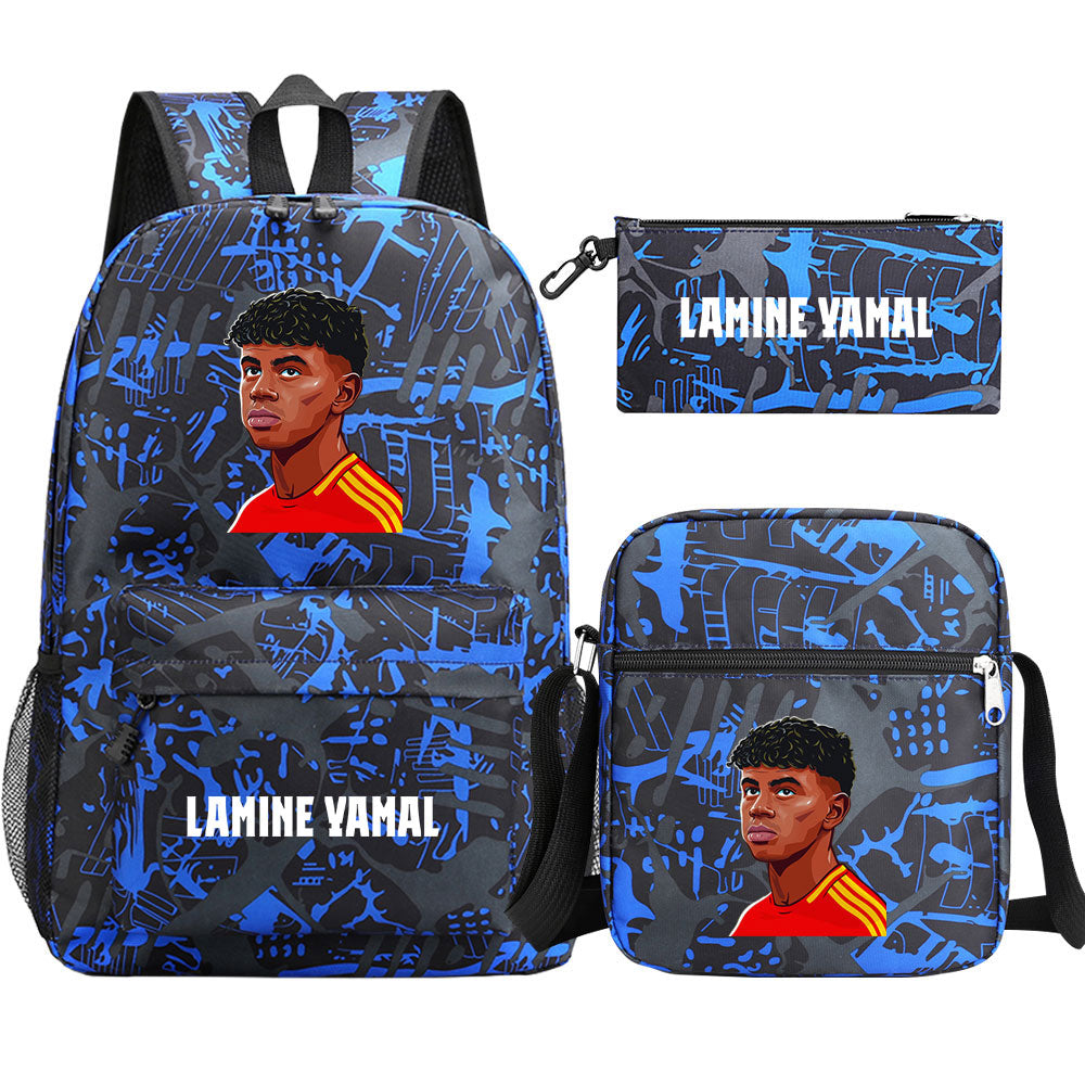 Lamine Yamal Football Player School Backpack Shoulder Bag Pencil Bags 3pcs Set