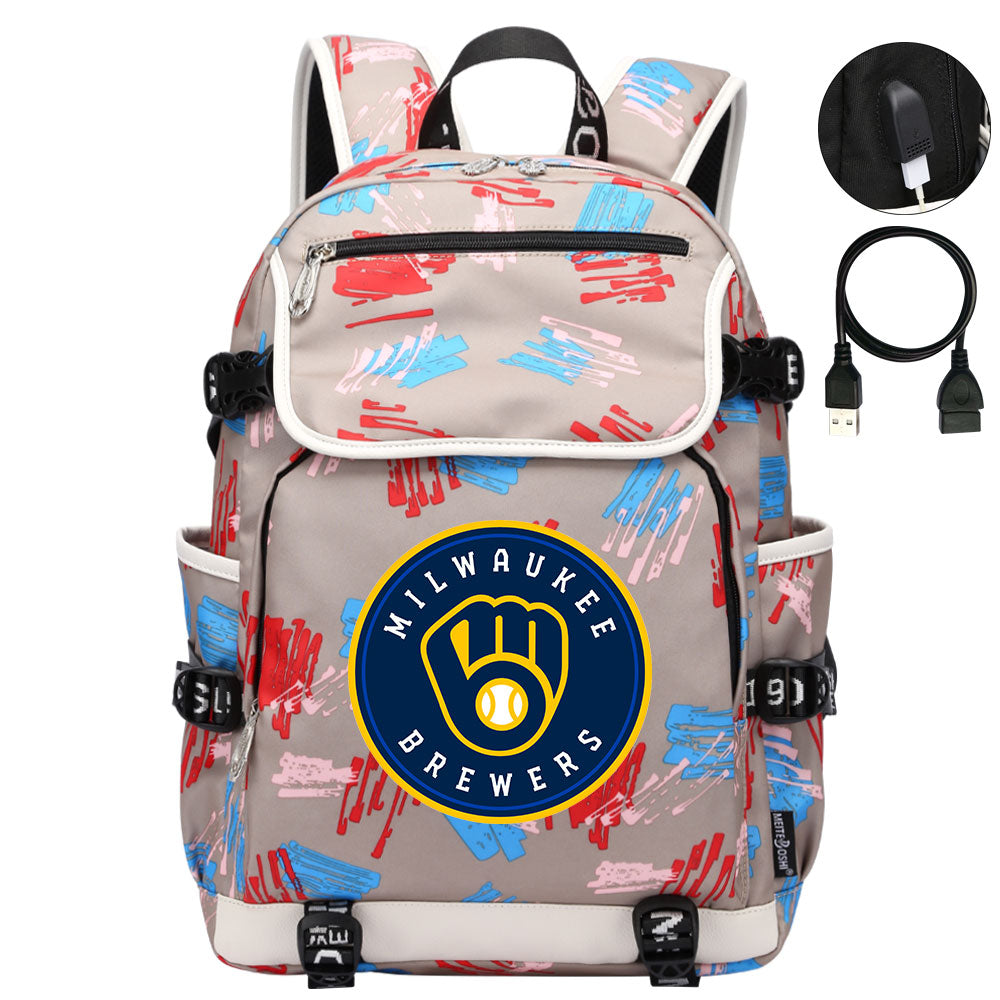Milwaukee Brewers Backpack School Notebook Travel Bags