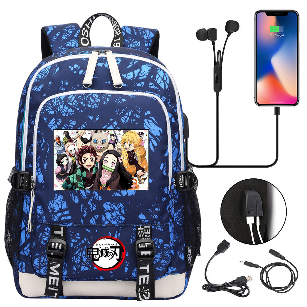 Demon Slayer Kimetsu No Yaiba USB Charging Backpack School Note Book Laptop Travel Bags
