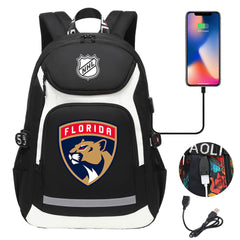 Florida Panthers Hockey League Backpack School Notebook Travel Bags With USB