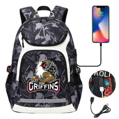 Grand Rapids Griffins Hockey Backpack School Notebook Travel Bags With USB