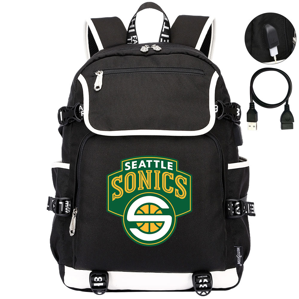 Seattle SuperSonics Backpack School Notebook Travel Bags