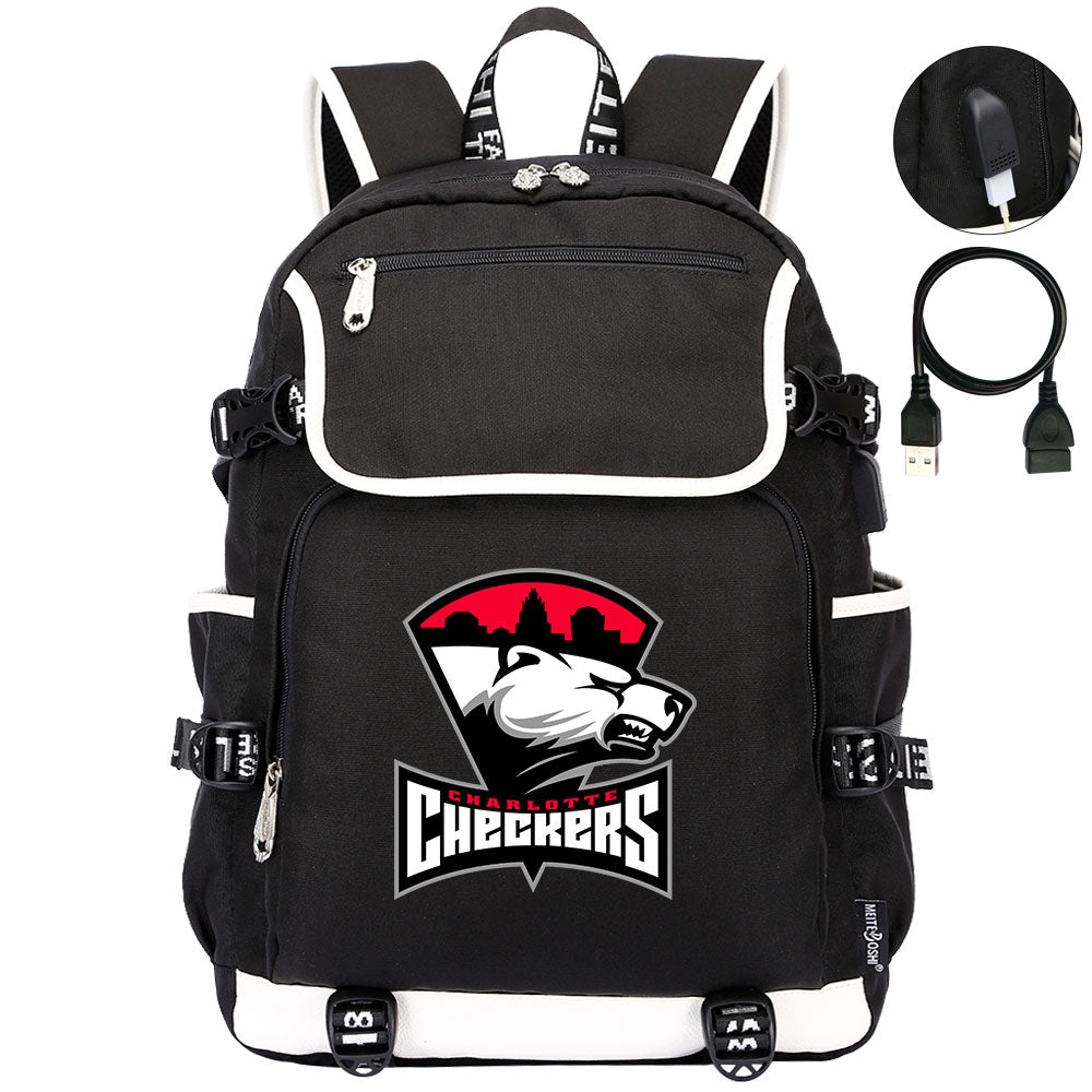 Charlotte Checkers Hockey League Backpack School Notebook Travel Bag