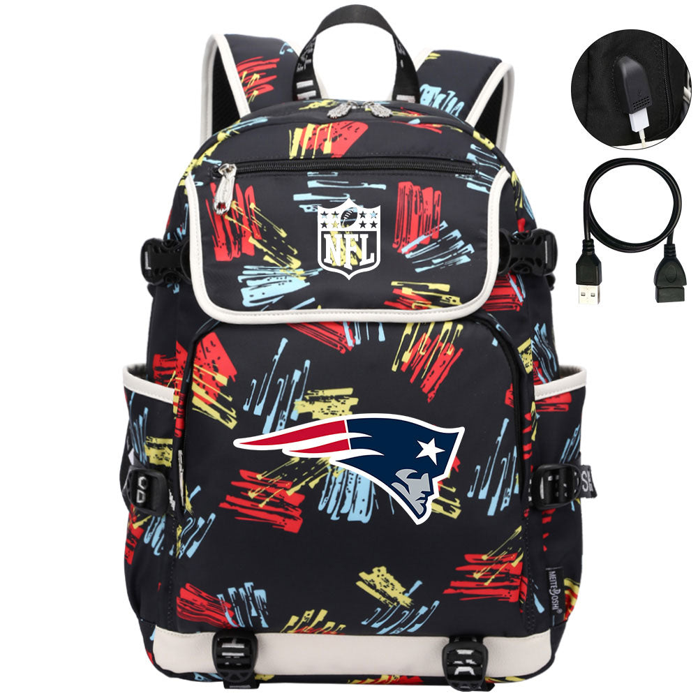 New England Patriots Football Rugby Backpack School Notebook Travel Bags