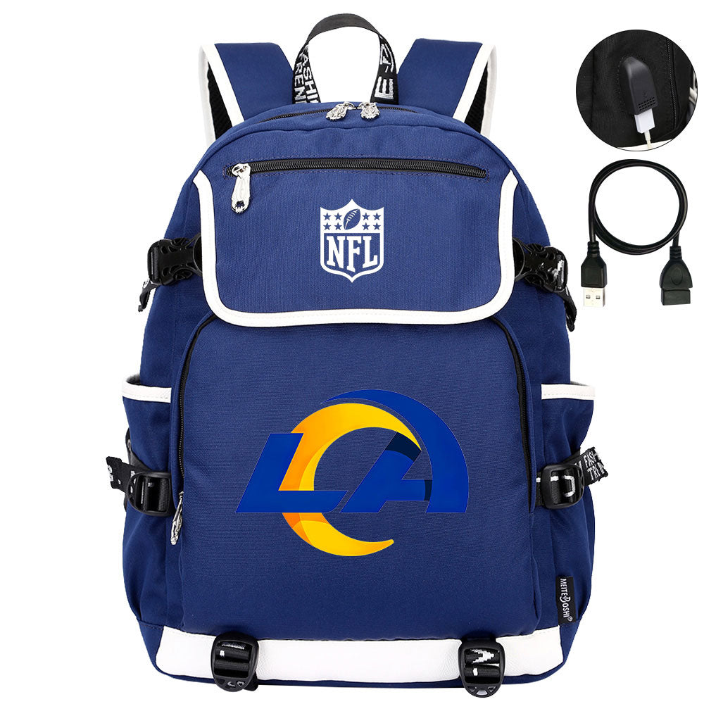 Los Angeles Rams Football Rugby Backpack School Notebook Travel Bags