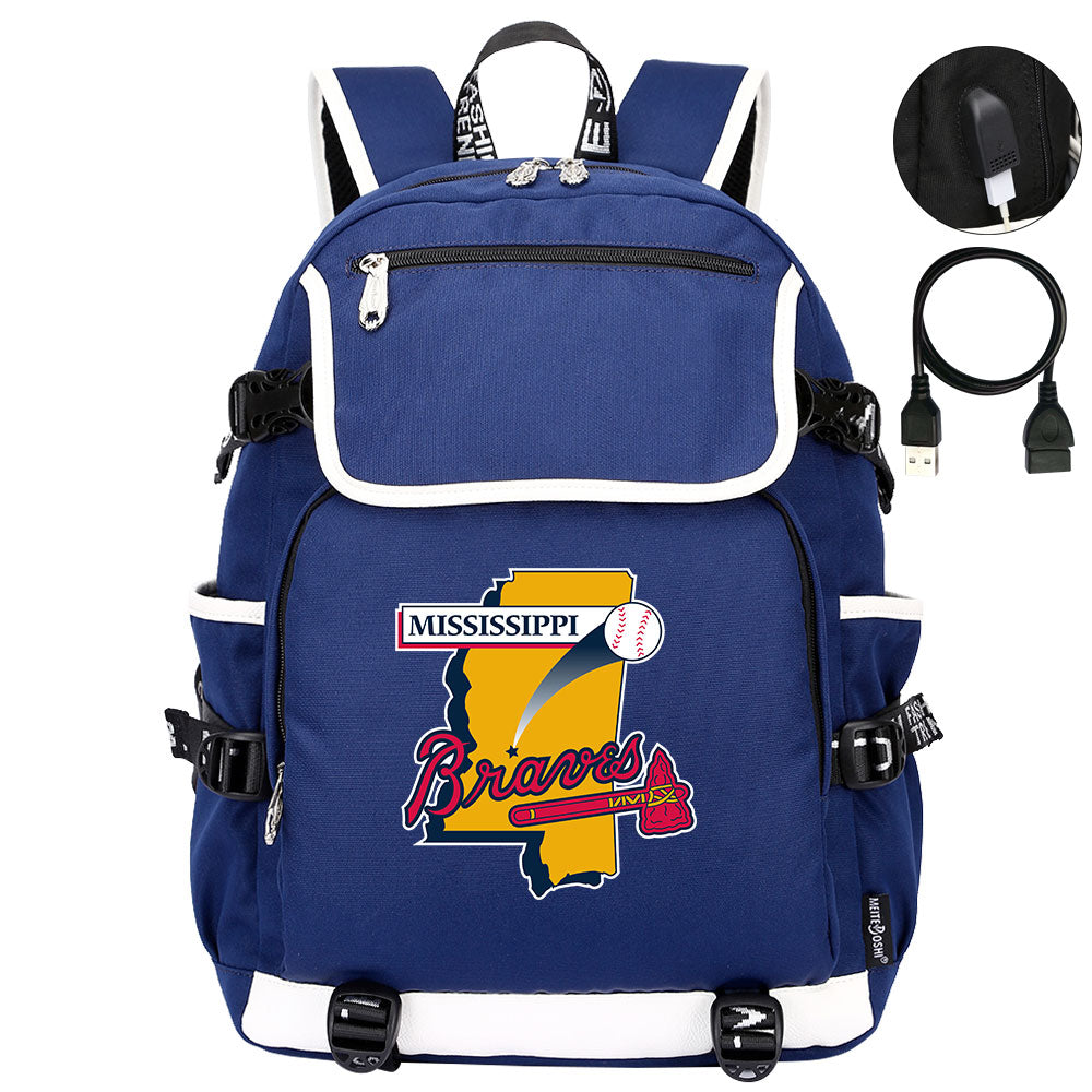 Mississippi Braves Backpack School Notebook Travel Bags