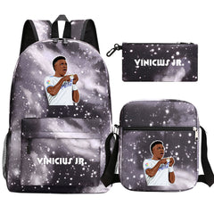 Vinicius Junior Football Player School Backpack Shoulder Bag Pencil Bags 3pcs Set