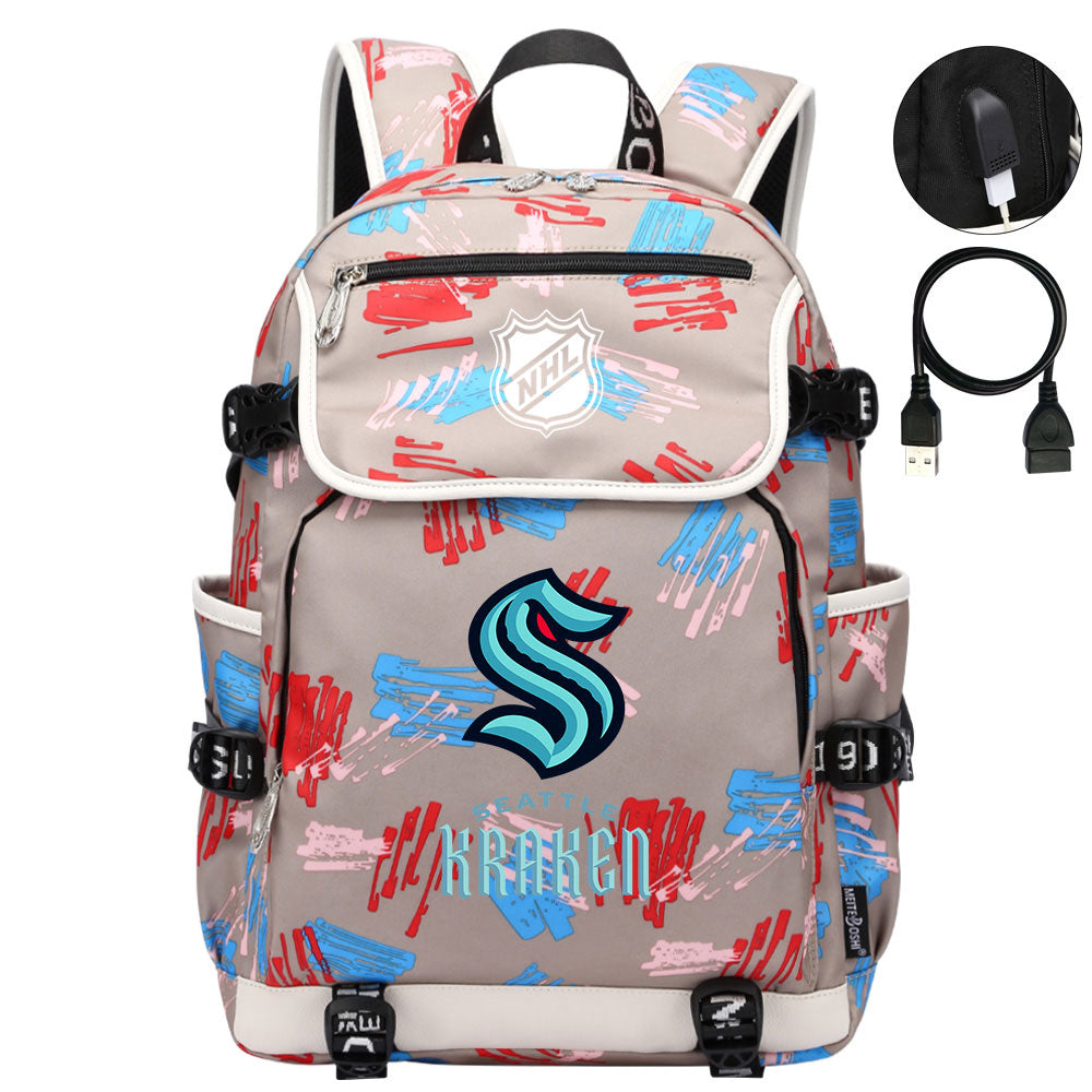 Seattle Kraken Hockey League Backpack School Notebook Travel Bags