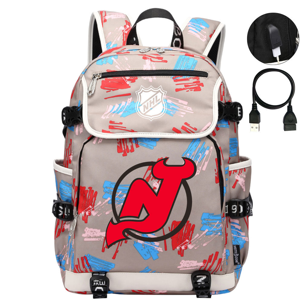 New Jersey Devils Hockey League Backpack School Notebook Travel Bag