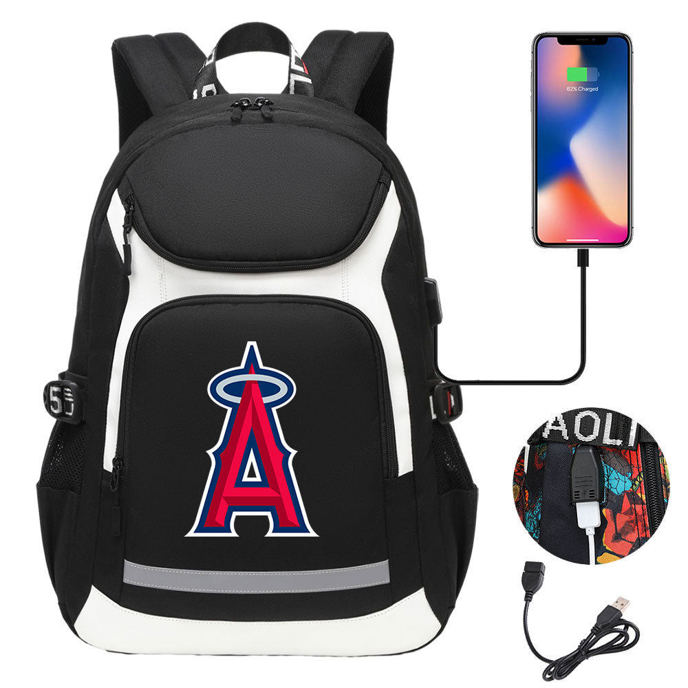 Los Angeles Angels Backpack School Notebook Travel Bags With USB