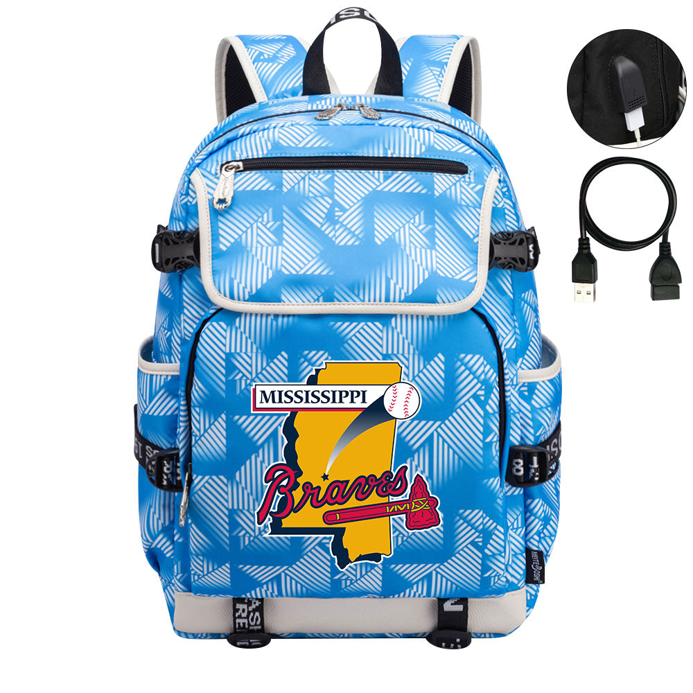 Mississippi Braves Backpack School Notebook Travel Bags